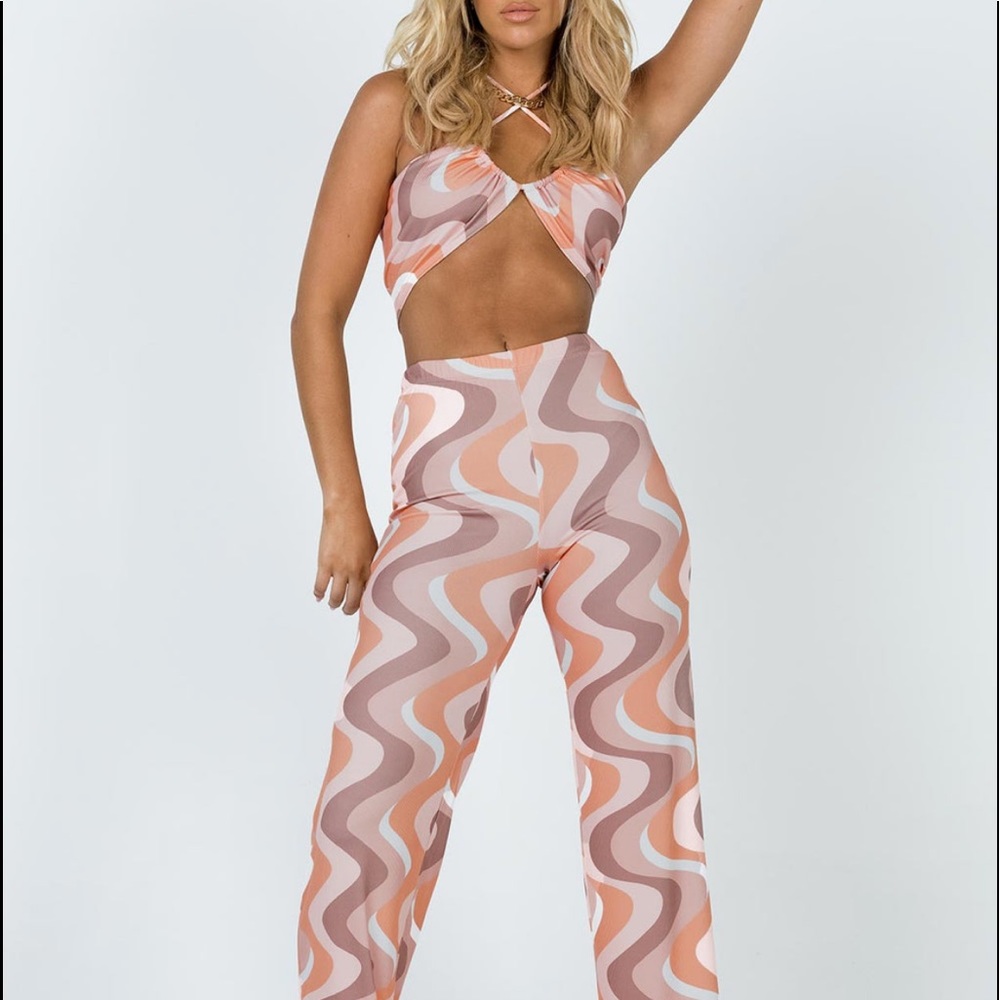 Princess Polly Pink Zigzag Boot Cut Pants